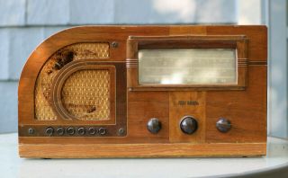 Vintage Art Deco Rca Victor Tube Am Wood Radio - Model 86t6 - Rare And