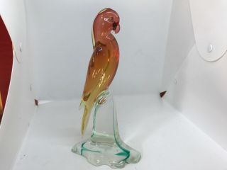 Rare Mid Century Murano Red To Orange Glass Bird Figurine Archimede Seguso?