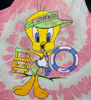 Vintage Looney Tunes Tweety Bird T - Shirt Warner Bros Tie Dye 90s Unisex Xl Rare