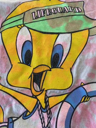 Vintage Looney Tunes Tweety Bird T - Shirt Warner Bros Tie Dye 90s Unisex XL RARE 3