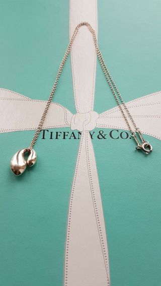 Authentic Rare Tiffany & Co Peretti Double Teardrop Necklace,  On 17.  5 " Chain
