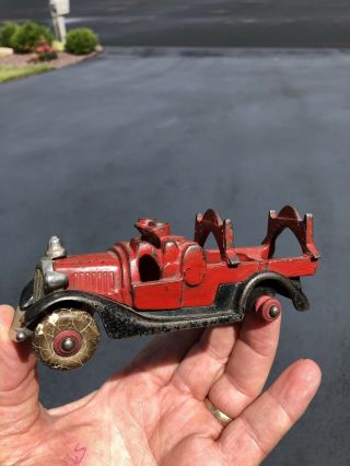 Vintage Antique Hubley Cast Iron Fire Engine Ladder Toy Truck Hobby Children