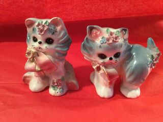 L26 Vtg Josef Originals Porcelain Fluff/puff Gray Kitten Cat Figurines - Rare - Htf