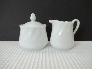 Yorkshire Fine Porcelain China Japan Swirled Creamer & Sugar Bowl W/lid