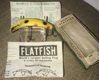 Vintage Helin Flatfish U20 Fishing Lure With Box/paperwork