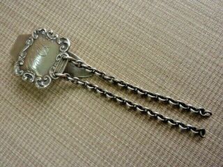Antique Vintage Sterling.  925 Silver Chatelaine Clip With Scroll Design (40744)