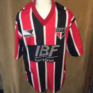Sao Paulo 1991 - 93 Away Football Shirt Xl Rare Black Ibf Soccer Brazil Penalty