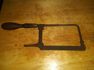 Vintage Antique Mini Hacksaw 9 1/2 " ×3 " With A 4 " Blade Wood Handle Tool