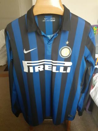 Rare Old Inter Milan Long Sleeves Football Shirt Size Adults Medium