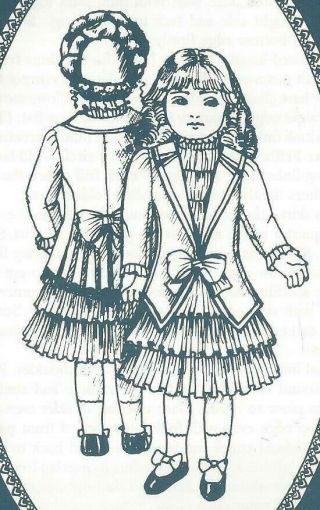 16 - 17 " & 20 " Antique French German Doll Jacket Dress Shirred Bodice & Hat Pattern