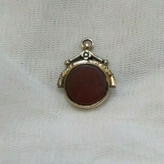Antique Victorian Rose Rolled Gold Blood Stone Carnelian Agate Watch Chain Fob