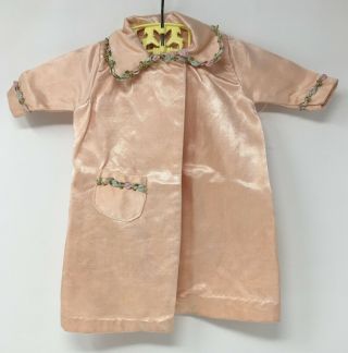 Vintage Antique Doll Pink Satin Coat Jacket With Flower Applique Trim