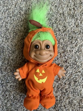 Halloween Pumpkin Troll 5 " Cutie In Jack O Lantern Costume Russ