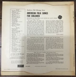 American Folk Songs For Children Southern Folk Vol.  5 Lp UK 60s London Rare 2