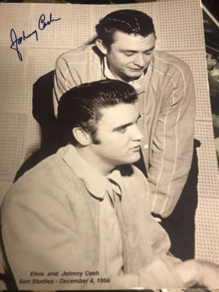 Johnny Cash Signed Autograph Photo.  With Elvis - Rare 8x10,  In Frame