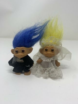 Vintage Uneeda Wishnik Bride And Groom Troll Doll Rare