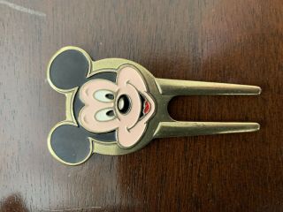 Vintage Rare Mickey Mouse Disney Divot Tool & 1 " Flat Coin Style Golf Marker