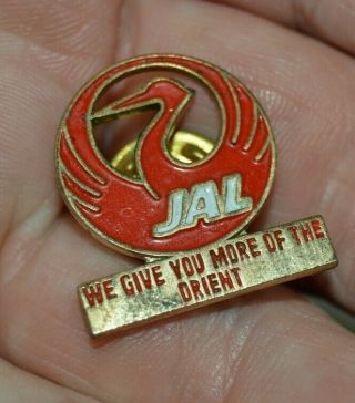 Vintage Jal Japan Airlines We Give You More Of The Orient Lapel / Hat Pin Rare
