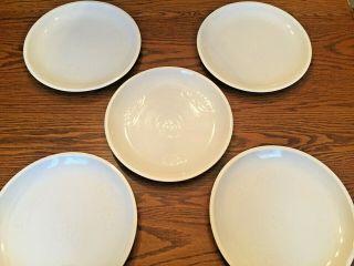 Rare Set Of 5 Crate & Barrel Faded Rose Dinner Plates Ivory/white Roses Flowers