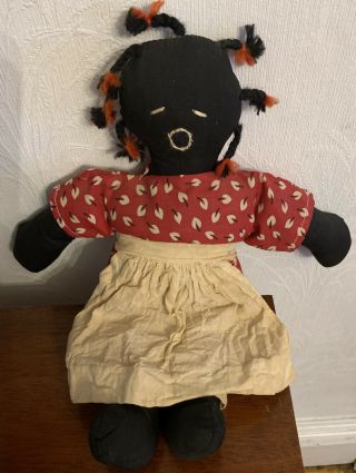 Folk Art Cloth Rag Doll Black Americana Primitive Handmade?? Vintage 13”
