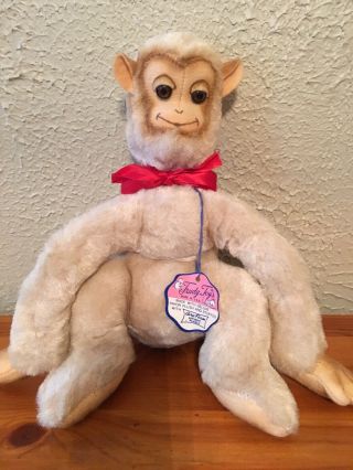 Rare Vintage Trudy Toys Usa Made Plush Monkey W/tags