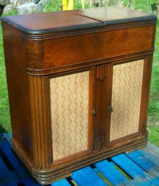 Rare Zenith Model 8a04 Am Sw Radio Mic Input Bsr Turntable Record Player Cabinet