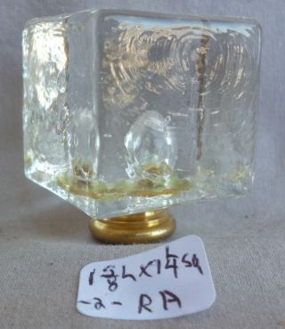 Lamp Finial Clear Glass Ice Cube Mid Century 1 5/8 " H X 1 1/4 " Sq Ra.