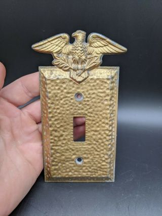 Vintage Hammered Brass Eagle Light Switch Plate Cover Single