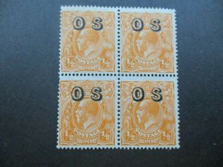 Kgv Stamps: Overprint Os Block Of 4 - Rare Seldom Seen (-)