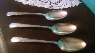3 Serving Table Spoon Beloved Pattern Wm Rogers I.  S.  Anchor Silverplate Vtg 1940