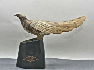 Vintage Hand Carved Statue Of A Peacock Made Of Water Buffalo Horn