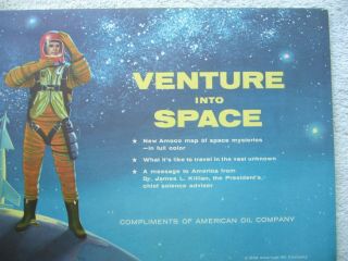 Nos Rare " Venture Into Space " Vintage Amoco American Oil Company Color Map 1958