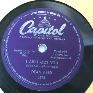 Dean Reed Our Summer Romance Capitol 78 Rpm Very Rare Canada Only 1959
