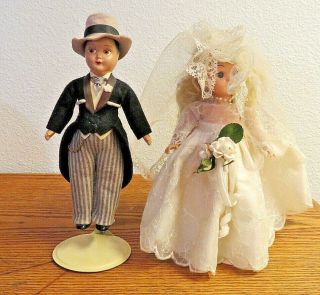 Vintage Bride & Groom Dolls.  Fashions For Ginger Gown.  Wedding Cake Topper Toy