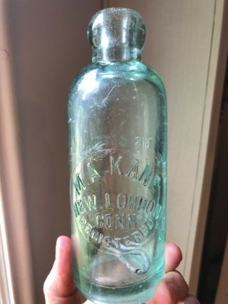 Rare M.  A.  Kane Hutchinson Soda Bottle London Connecticut Aqua