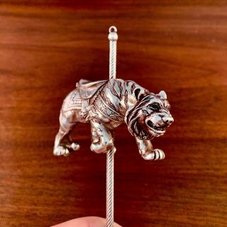 Rare Cazenovia Abroad Sterling Silver " Prowling Tiger " Carousel Ornament