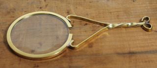 Vintage Antique Style Brass Magnifying Glass Hand Lens Colonial Magnifier