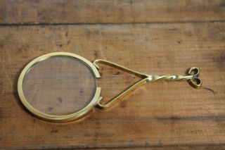 Vintage Antique Style Brass Magnifying glass Hand Lens Colonial Magnifier 2