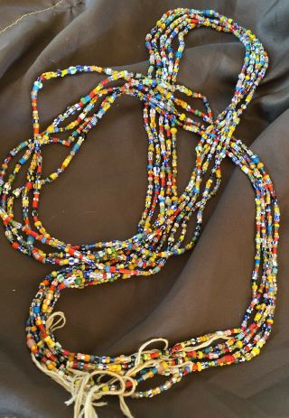 Rare Antique 1800’s Native American Trade Beads Navajo 5 Stand 42” Each