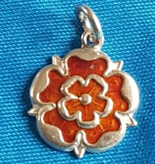 Lancashire Red Rose Rare Silver Travel Shield Enamel Charm