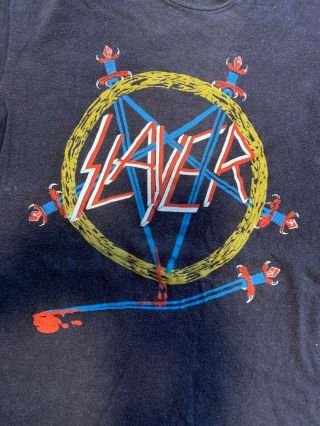 Slayer Rare Vintage 1985 " Hell Awaits " Tour T - Shirt