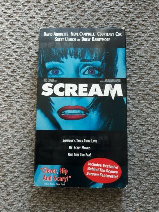 Scream (vhs 1997) Rare Blue Cover Art/ Courtney Cox Wes Craven / Neve Campbell