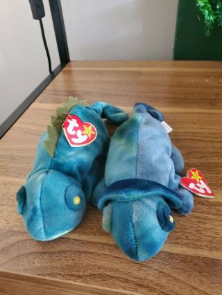 " Very Rare " Rainbow And Iggy Beanie Baby In Blue Color