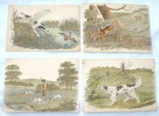 X4 Rare Early 19th Century Hunting Hand Coloured Prints By Adam East Nr