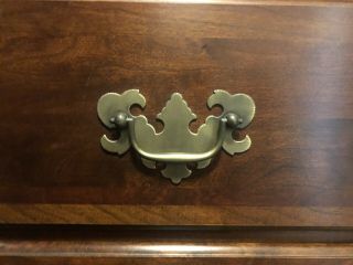 Set Of 9 Antique Brass Drawer Pulls,  3” Centers,  Chippendale Style