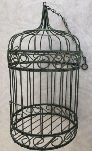 Vintage Decorative Metal Round Wire Bird Cage Country Antique Top Opening