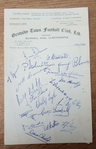 Rare Football Full Team Autographs Grimsby Town Fc 1950 / 1951 Season