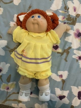 Coleco Cabbage Patch Kid Red Hair Blue Eyes Green Signature 84.