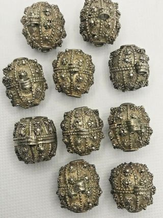 Antique Yemenite Jewish Bowsani Silver Globes - 26 Mm
