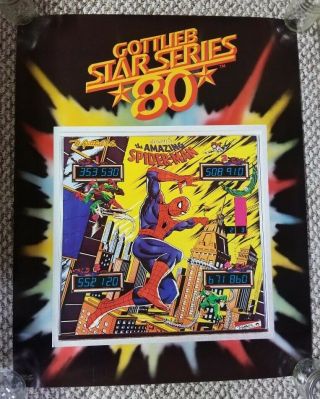 The Spiderman Vintage Gottlieb Promo Pinball Machine Poster Rare 1980